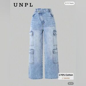 SHEIN Light Blue Wide Leg Cargo Jeans